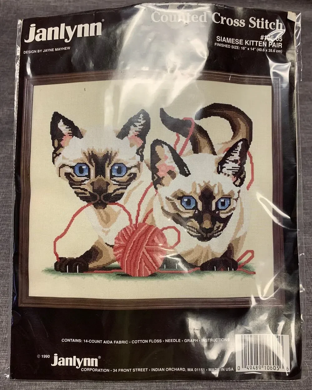 Counted Cross Stitch - Siamese Kitten Pair - Janlynn #106-05 16
